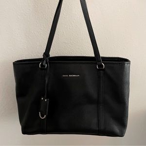 Vegan Leather Structured black organizer satchel